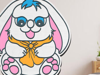 Intra απο ξύλο plywood 3mm-4mm πάχος - Cute Rabbit Layeard Laser Cut Δίασταση 20x20 cm INTRAFABR-99937893 - Image 1