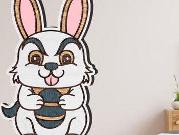 Intra απο ξύλο plywood 3mm-4mm πάχος - Cute Rabbit Lasered Laser Cut Δίασταση 20x20 cm INTRAFABR-99937902 - Image 2