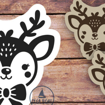 Intra απο ξύλο plywood 3mm-4mm πάχος - Χαριτωμένα σκουλαρίκια από τάρανδο | Χριστουγεννιάτικο λέιζερ Δίασταση 3x3 cm INTRAFABR-119724568 - Image 2