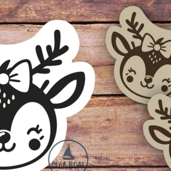 Intra απο ξύλο plywood 3mm-4mm πάχος - Χαριτωμένα σκουλαρίκια κορίτσι τάρανδος | Χριστούγεννα Δίασταση 3x3 cm INTRAFABR-119767535 - Image 1