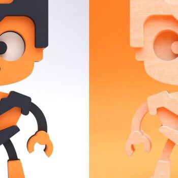 Intra απο ξύλο plywood 3mm-4mm πάχος - Χαριτωμένα ρομπότ |  λέιζερ με 3D επίπεδα Δίασταση 20x20 cm INTRAFABR-31094669 - Image 5