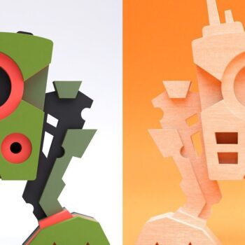 Intra απο ξύλο plywood 3mm-4mm πάχος - Χαριτωμένα ρομπότ |  λέιζερ με 3D επίπεδα Δίασταση 20x20 cm INTRAFABR-31094669 - Image 8