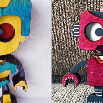 Intra απο ξύλο plywood 3mm-4mm πάχος - Χαριτωμένα ρομπότ |  λέιζερ με 3D επίπεδα Δίασταση 20x20 cm INTRAFABR-31094669 - Image 10