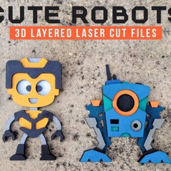 Intra απο ξύλο plywood 3mm-4mm πάχος - Χαριτωμένα ρομπότ |  λέιζερ με 3D επίπεδα Δίασταση 20x20 cm INTRAFABR-31094669 - Image 12