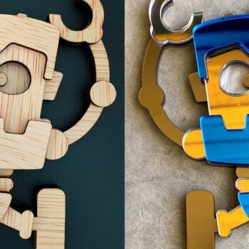 Intra απο ξύλο plywood 3mm-4mm πάχος - Χαριτωμένα ρομπότ |  λέιζερ με 3D επίπεδα Δίασταση 20x20 cm INTRAFABR-31094669 - Image 13