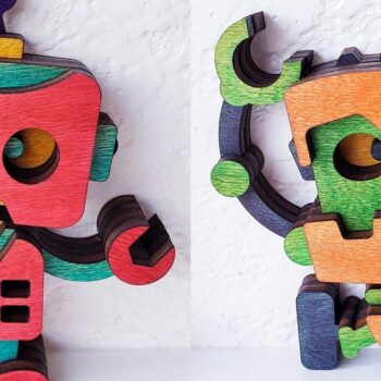 Intra απο ξύλο plywood 3mm-4mm πάχος - Χαριτωμένα ρομπότ |  λέιζερ με 3D επίπεδα Δίασταση 20x20 cm INTRAFABR-31094669 - Image 15