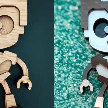 Intra απο ξύλο plywood 3mm-4mm πάχος - Χαριτωμένα ρομπότ |  λέιζερ με 3D επίπεδα Δίασταση 20x20 cm INTRAFABR-31094669 - Image 16