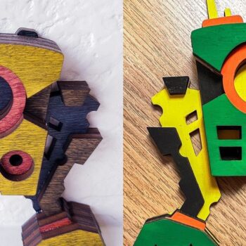 Intra απο ξύλο plywood 3mm-4mm πάχος - Χαριτωμένα ρομπότ |  λέιζερ με 3D επίπεδα Δίασταση 20x20 cm INTRAFABR-31094669 - Image 17