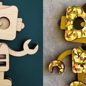 Intra απο ξύλο plywood 3mm-4mm πάχος - Χαριτωμένα ρομπότ |  λέιζερ με 3D επίπεδα Δίασταση 20x20 cm INTRAFABR-31094669 - Image 18