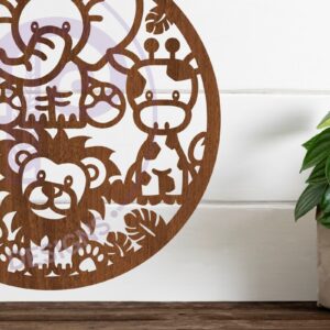 Intra απο ξύλο plywood 3mm-4mm πάχος - Χαριτωμένο Ζώο Ζώων Σαφάρι,  Δίασταση 40x50 cm INTRAFABR-79175010