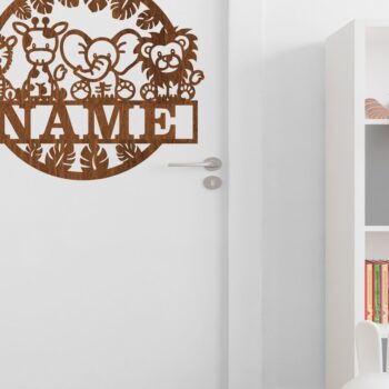 Intra απο ξύλο plywood 3mm-4mm πάχος - Cute Safari Animals Name Laser Δίασταση 30x20 cm INTRAFABR-72217225 - Image 2