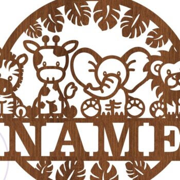 Intra απο ξύλο plywood 3mm-4mm πάχος - Cute Safari Animals Name Laser Δίασταση 30x20 cm INTRAFABR-72217225 - Image 3