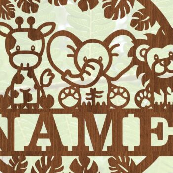 Intra απο ξύλο plywood 3mm-4mm πάχος - Cute Safari Animals Name Laser Δίασταση 30x20 cm INTRAFABR-72217225 - Image 4