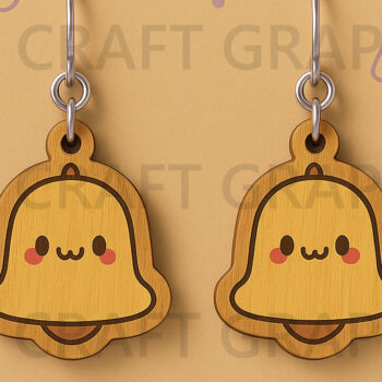 Intra απο ξύλο plywood 3mm-4mm πάχος - Χαριτωμένα σχολικά σκουλαρίκια καμπάνα  Δίασταση 3x3 cm INTRAFABR-125208627 - Image 1