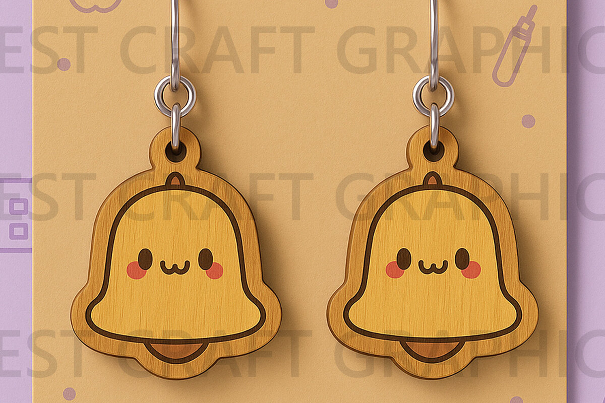 Intra απο ξύλο plywood 3mm-4mm πάχος - Χαριτωμένα σχολικά σκουλαρίκια καμπάνα  Δίασταση 3x3 cm INTRAFABR-125208627