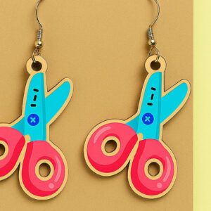 Intra απο ξύλο plywood 3mm-4mm πάχος - Χαριτωμένα σκουλαρίκια ψαλιδιού  Δίασταση 3x3 cm INTRAFABR-124974625