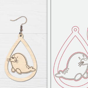 Intra απο ξύλο plywood 3mm-4mm πάχος - Χαριτωμένα θαλάσσια σκουλαρίκια με λέιζερ  Δίασταση 3x3 cm INTRAFABR-98856268