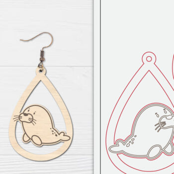 Intra απο ξύλο plywood 3mm-4mm πάχος - Χαριτωμένα θαλάσσια σκουλαρίκια με λέιζερ Δίασταση 3x3 cm INTRAFABR-98856268 - Image 1