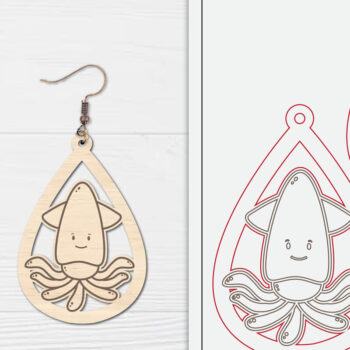 Intra απο ξύλο plywood 3mm-4mm πάχος - Χαριτωμένα θαλάσσια σκουλαρίκια με λέιζερ  Δίασταση 3x3 cm INTRAFABR-98856475 - Image 1