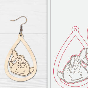 Intra απο ξύλο plywood 3mm-4mm πάχος - Χαριτωμένα θαλάσσια σκουλαρίκια με λέιζερ  Δίασταση 3x3 cm INTRAFABR-98856587