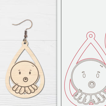 Intra απο ξύλο plywood 3mm-4mm πάχος - Χαριτωμένα θαλάσσια σκουλαρίκια με λέιζερ  Δίασταση 3x3 cm INTRAFABR-98856637 - Image 1