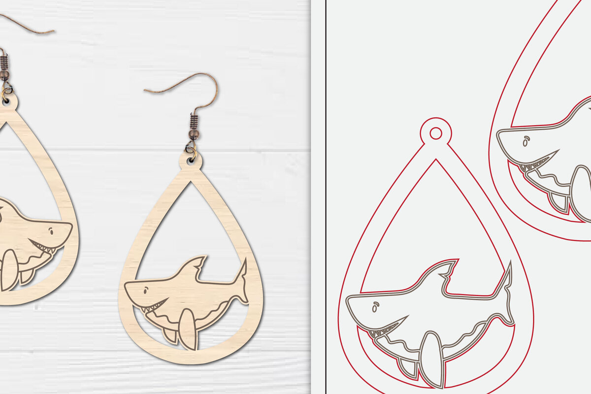 Intra απο ξύλο plywood 3mm-4mm πάχος - Χαριτωμένα θαλάσσια σκουλαρίκια με λέιζερ  Δίασταση 3x3 cm INTRAFABR-98856752