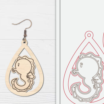 Intra απο ξύλο plywood 3mm-4mm πάχος - Χαριτωμένα θαλάσσια σκουλαρίκια με λέιζερ Δίασταση 3x3 cm INTRAFABR-98855900 - Image 1