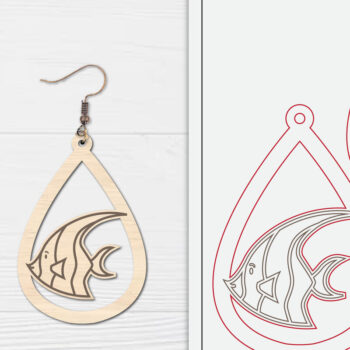 Intra απο ξύλο plywood 3mm-4mm πάχος - Χαριτωμένα θαλάσσια σκουλαρίκια με λέιζερ Δίασταση 3x3 cm INTRAFABR-98855984 - Image 1