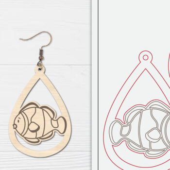 Intra απο ξύλο plywood 3mm-4mm πάχος - Χαριτωμένα θαλάσσια σκουλαρίκια με λέιζερ Δίασταση 3x3 cm INTRAFABR-98856104 - Image 1