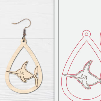 Intra απο ξύλο plywood 3mm-4mm πάχος - Χαριτωμένα θαλάσσια σκουλαρίκια με λέιζερ Δίασταση 3x3 cm INTRAFABR-98856167 - Image 1