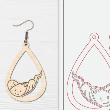 Intra απο ξύλο plywood 3mm-4mm πάχος - Χαριτωμένα θαλάσσια σκουλαρίκια με λέιζερ Δίασταση 3x3 cm INTRAFABR-98856216 - Image 1