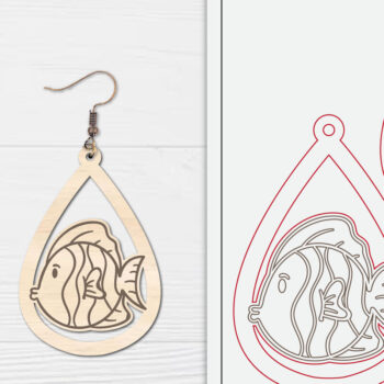 Intra απο ξύλο plywood 3mm-4mm πάχος - Χαριτωμένα θαλάσσια σκουλαρίκια με λέιζερ Δίασταση 3x3 cm INTRAFABR-98855754 - Image 1