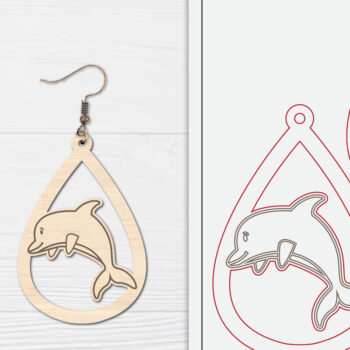 Intra απο ξύλο plywood 3mm-4mm πάχος - Πακέτο με χαριτωμένα σκουλαρίκια με θαλάσσια ζώα Δίασταση 3x3 cm INTRAFABR-99406632 - Image 2