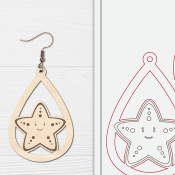 Intra απο ξύλο plywood 3mm-4mm πάχος - Πακέτο με χαριτωμένα σκουλαρίκια με θαλάσσια ζώα Δίασταση 3x3 cm INTRAFABR-99406632 - Image 5