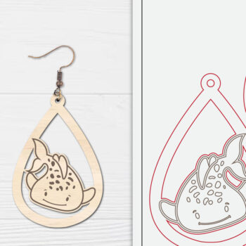 Intra απο ξύλο plywood 3mm-4mm πάχος - Πακέτο με χαριτωμένα σκουλαρίκια με θαλάσσια ζώα Δίασταση 3x3 cm INTRAFABR-99406632 - Image 14