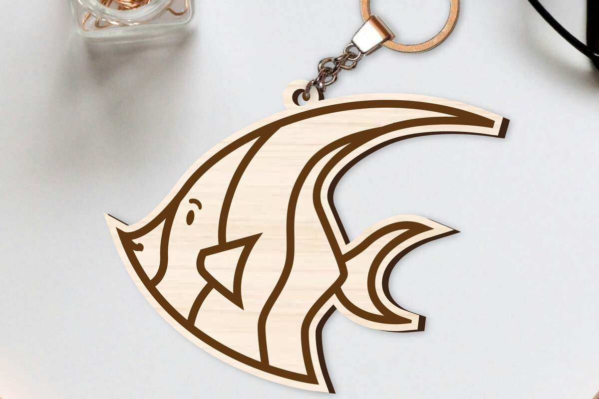 Intra απο ξύλο plywood 3mm-4mm πάχος - Χαριτωμένο θαλάσσιο μπρελόκ  Δίασταση 4x4 cm INTRAFABR-96259665