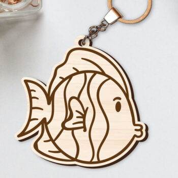 Intra απο ξύλο plywood 3mm-4mm πάχος - Χαριτωμένο θαλάσσιο μπρελόκ Δίασταση 4x4 cm INTRAFABR-96259768 - Image 1