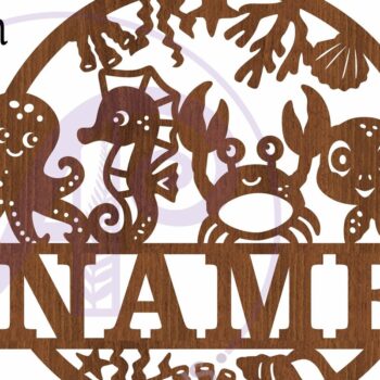 Intra απο ξύλο plywood 3mm-4mm πάχος - Χαριτωμένο θαλάσσιο ζώο με όνομα  Laser Cut Δίασταση 30x20 cm INTRAFABR-96707622 - Image 3