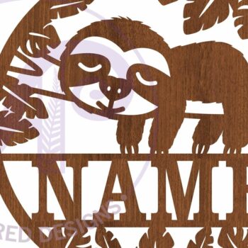 Intra απο ξύλο plywood 3mm-4mm πάχος - Cute Sloth Όνομα Σήμα  Laser Cut Δίασταση 30x20 cm INTRAFABR-96696397 - Image 3