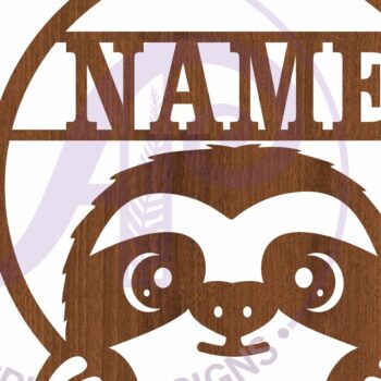 Intra απο ξύλο plywood 3mm-4mm πάχος - Cute Sloth Name Wall Art Sign,   Δίασταση 40x50 cm INTRAFABR-118985507 - Image 6