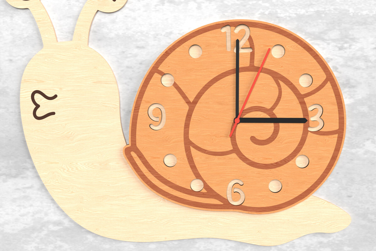 Intra απο ξύλο plywood 3mm-4mm πάχος - Cute Snail Wall Clock - Laser Cut Δίασταση 30x20 cm INTRAFABR-118392879
