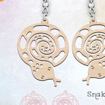 Intra απο ξύλο plywood 3mm-4mm πάχος - Cute Snake Animal Earrings Cut Laser Δίασταση 900x900 cm INTRAFABR-118833631 - Image 1