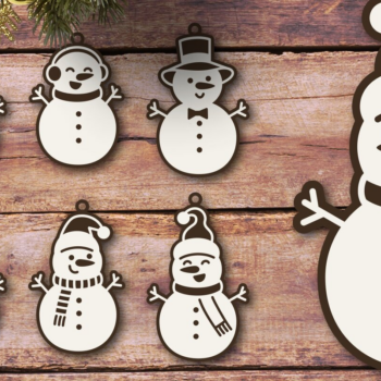 Intra απο ξύλο plywood 3mm-4mm πάχος - Χαριτωμένα αρχεία λέιζερ στολίδι χιονάνθρωπος Δίασταση 6x6 cm INTRAFABR-110709167 - Image 1