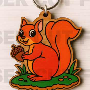 Intra απο ξύλο plywood 3mm-4mm πάχος -   Μπρελόκ Cute Squirrel Δίασταση 4x4 cm INTRAFABR-122045969 - Image 1