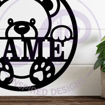 Intra απο ξύλο plywood 3mm-4mm πάχος - Χαριτωμένο αρκουδάκι με όνομα Σχεδιασμός Λέιζερ Δίασταση 40x50 cm INTRAFABR-124953530 - Image 2