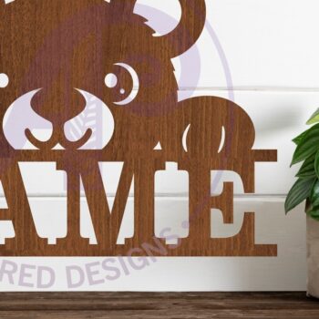 Intra απο ξύλο plywood 3mm-4mm πάχος - Χαριτωμένο αρκουδάκι με όνομα Laser Cut Δίασταση 30x20 cm INTRAFABR-110216110 - Image 2