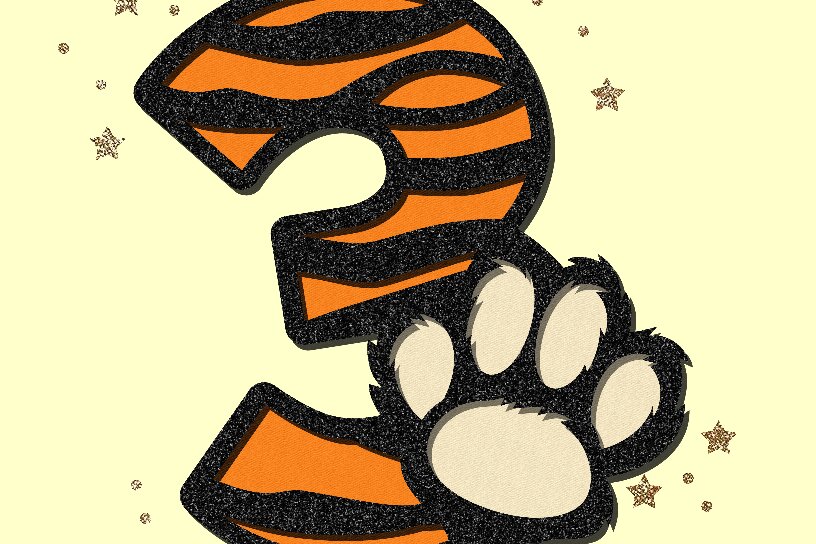 Intra απο ξύλο plywood 3mm-4mm πάχος - Cute Tiger Numbers 3D  Δίασταση 20x20 cm INTRAFABR-96755402