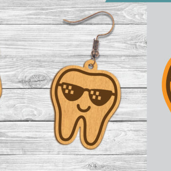 Intra απο ξύλο plywood 3mm-4mm πάχος - Σκουλαρίκια κομμένα με λέιζερ χαριτωμένα δόντια Δίασταση 3x3 cm INTRAFABR-104776519 - Image 1