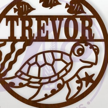 Intra απο ξύλο plywood 3mm-4mm πάχος - Επιγραφή τοίχου με όνομα χαριτωμένη χελώνα, Δίασταση 40x50 cm INTRAFABR-121560997 - Image 1