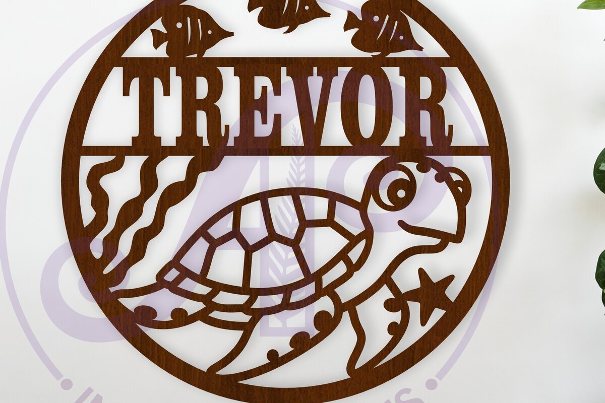 Intra απο ξύλο plywood 3mm-4mm πάχος - Επιγραφή τοίχου με όνομα χαριτωμένη χελώνα,  Δίασταση 40x50 cm INTRAFABR-121560997